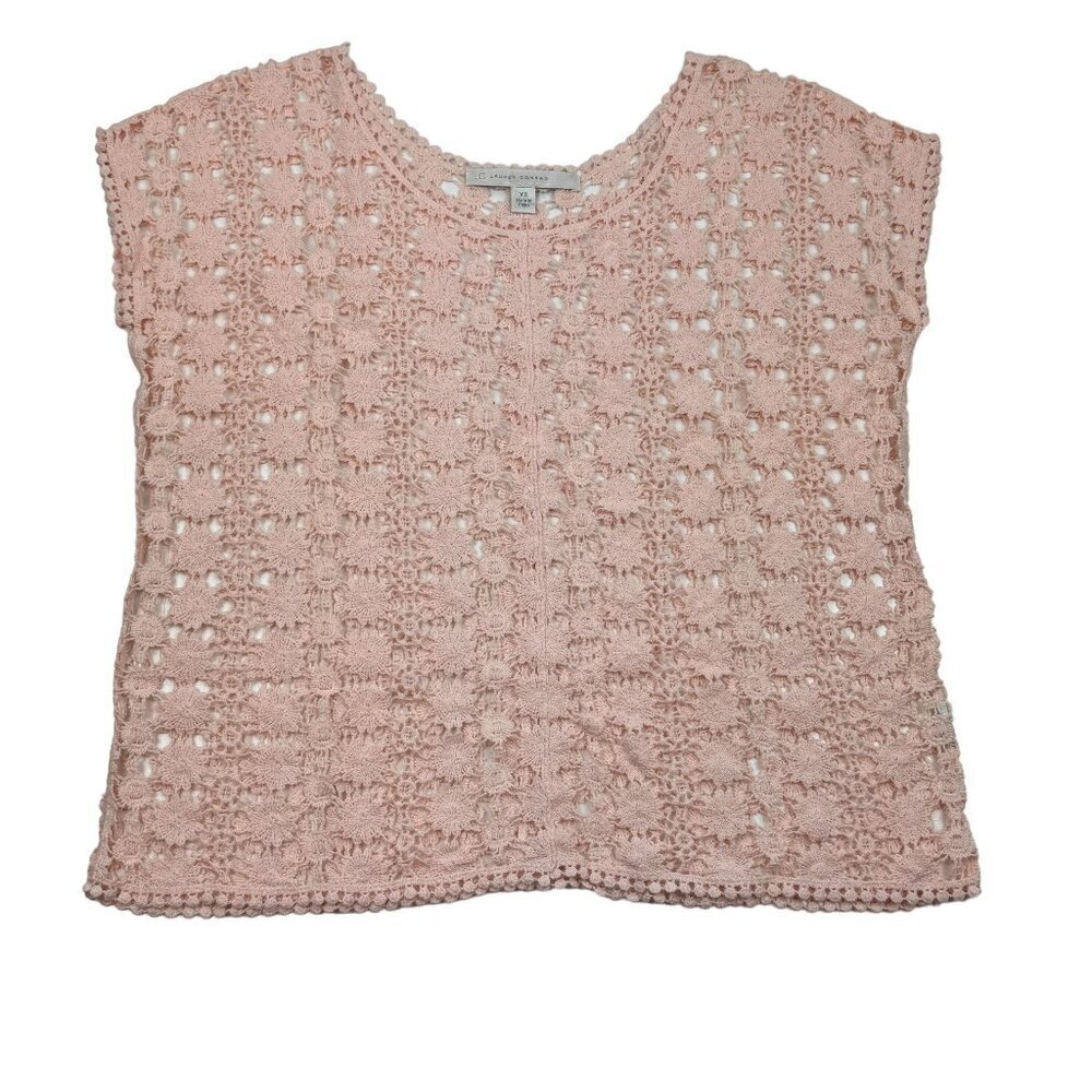 LC Lauren Conrad Grandmacore Sleeveless Open Knit Crochet Top Women's Size XS